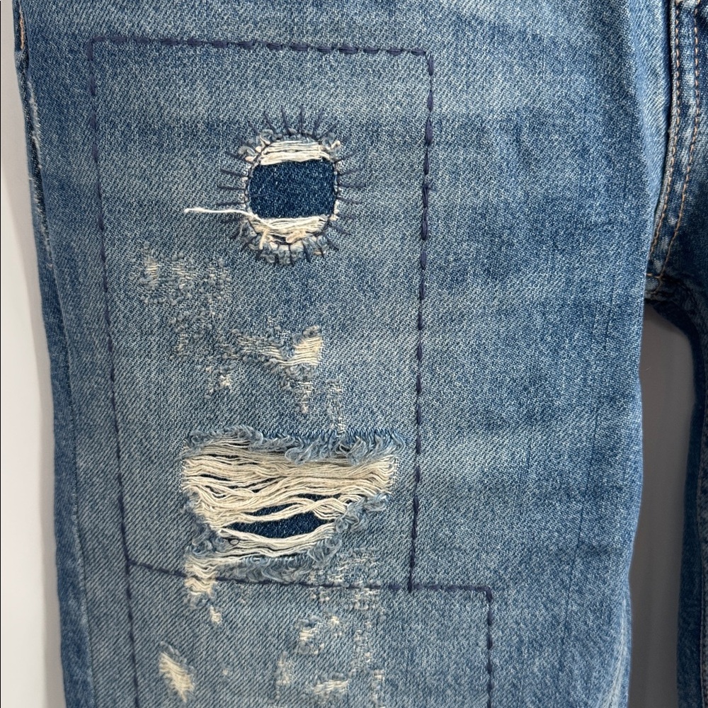 We The Free Patchwork Distressed Flare Jeans Raw … - image 6